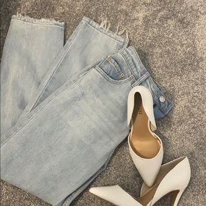 Light Blue & Distressed Straight Leg Jeans
